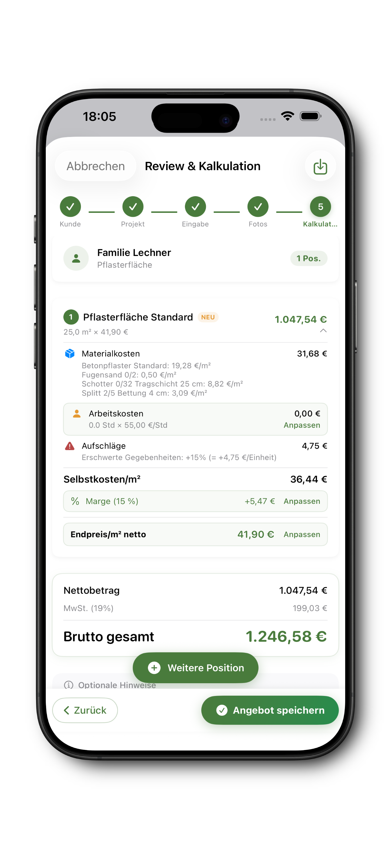 GalaKalk Pro App – Kalkulation